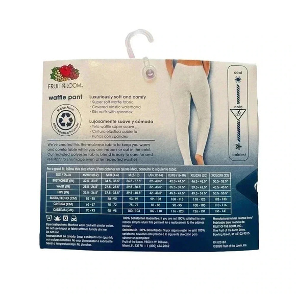 Fruit Of The Loom Womens Pants XS (0-2) Beyond Soft Pink Waffle Polyester/Cotton - Picture 3 of 3